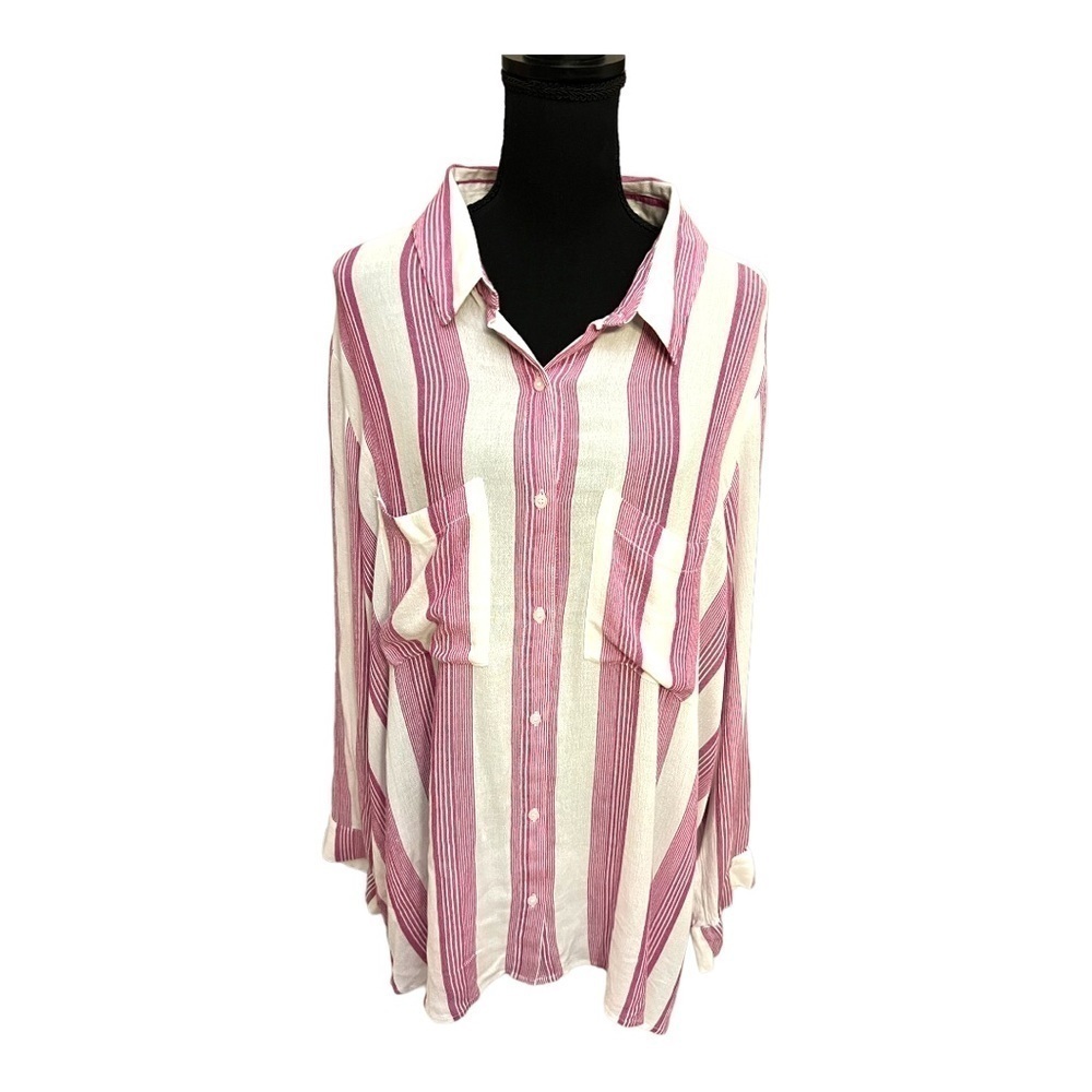 BP The Perfect Shirt Purple White Striped Button Down XS - Picture 2 of 8
